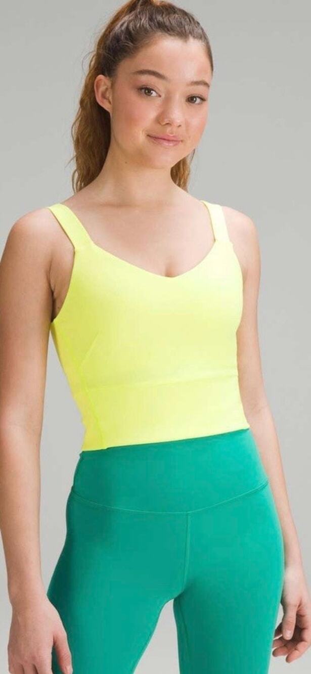 Lululemon Wunder Train Straight Strap Tank Electric Lemon Top Size 8
